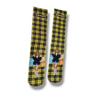 Living Royal Clueless Alicia Silverstone Yellow Plaid Knee-High Socks NWT